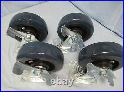 Set of 4 Heavy Duty 6x2 Locking Rubber Swivel Caster Wheel 6