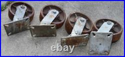 Set of 4 Huge Bond Manheim Heavy Duty Steel Swivel Plate Casters 8 x 3 2918