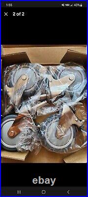 Set of 4 ULine H-4305 Caster Wheels for Stainless Steel Wire Shelving Units New