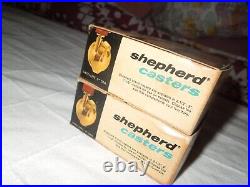 Set of 8 True Vintage SHEPHERD Ball Casters 2 Bolt On Antique Copper Nos