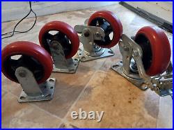 Super Heavy Duty Casters Red rubber swival brake castor