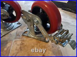 Super Heavy Duty Casters Red rubber swival brake castor