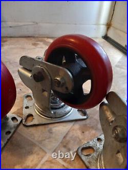 Super Heavy Duty Casters Red rubber swival brake castor