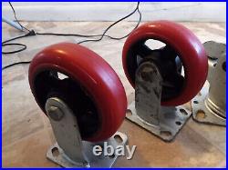 Super Heavy Duty Casters Red rubber swival brake castor