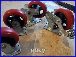 Super Heavy Duty Casters Red rubber swival brake castor