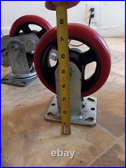 Super Heavy Duty Casters Red rubber swival brake castor