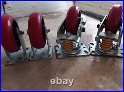 Super Heavy Duty Casters Red rubber swival brake castor