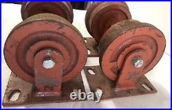 Vintage Hamilton 4 Cast Iron Casters Industrial Iron Ore Cart Wheels Used