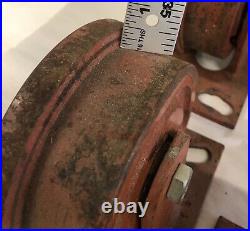 Vintage Hamilton 4 Cast Iron Casters Industrial Iron Ore Cart Wheels Used